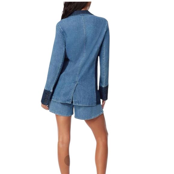 Gloria Vanderbilt X Siriano Collab Denim Blazer Patchwork Jean Jacket Blue Sz 18 - Picture 5 of 12